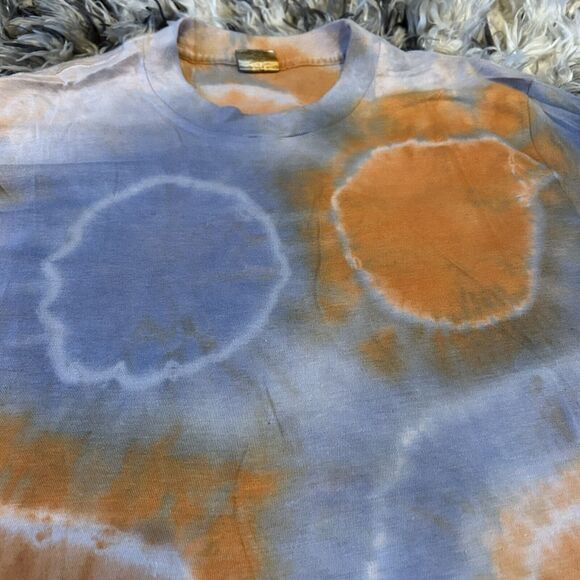 Vintage 90s Single Stitch Tie Dye Mens T Shirt Size Large L Circle Eyes - Picture 3 of 9